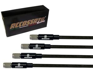 Tubo trenzado Accossato negro carbono para Peugeot 504 2.3D Excluding Estate 1977-1982, Número de tubos: 4