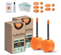 Tubolito Road 700C x 18-32 mm Tubo | Ligero, fuerte y compacto | Compatibilidad de llanta y freno de disco | Protección contra pinchazos 2X (700 x 18-32 mm, válvula Presta negra de 80 mm (paquete de 2
