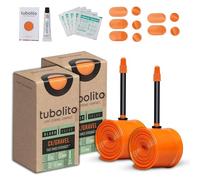 Tubolito Tubo-CX/Gravel - Tubo interior de TPU 700C x 32-50 mm, 2 unidades, válvula Presta negra de 60 mm, ligero, fuerte y compacto, butilo de doble resistencia, compatibilidad con llantas y frenos