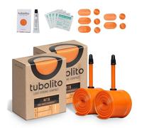 Tubolito Tubo MTB - Tubo para bicicleta de montaña, paquete de 2 con kit de reparación, tubo interior de TPU de 27.5/29 x 1.8-2.5 pulgadas, válvula Presta de 42 mm, compatible con freno de disco, tubo
