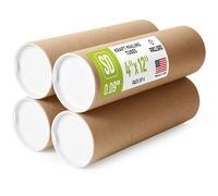 Tubos de correo de papel kraft reforzados de 4 x 12 pulgadas, paquete de 4 tubos con 2 tapas cada uno, tubo de póster aprobado por USPS, tubo de cartón fabricado en Estados Unidos para enviar y