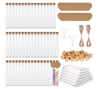 Tubos de Ensayo Plastico con Tapon de Corcho 50 Piezas Tubo de Ensayo Transparente 15ml Probetas Plastico para Bodas Chuches Laboratorio Decorativa Plantas Flores Sal Baño Especias
