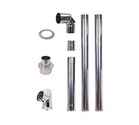 Tubos de escape de estufa pellets acero inoxidable 80mm AISI 304 2m. Revestimiento chimenea recto 90°Codo T Tapón de limpieza Conector acoplamiento rosetón 80-150mm resistente al calor Una pared