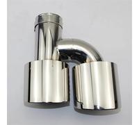 tubos de escape Tubo Escape Borde Recto Doble Salida Tipo H Sin Marcado Acero Inoxidable Y Cara Brillante Accesorios Para Automóviles(57MM-89MM)