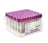 Tubos de extracción de sangre al vacío, 100 tubos centrífugos de EDTA de 6 ml, tubos de sangre de vidrio, tubos de laboratorio con parte superior morada, 13 x 100 mm
