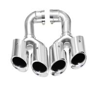 Tubos Escape Coche Boquilla Punta Silenciador Tubo Escape Cuádruple Acero Inoxidable Para VW Para Touareg 2012-2017(Plata)