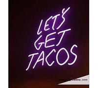Tubos LED de neón real con texto en inglés "Let's Get Tacos", para colgar en la pared, para colgar en la pared, hechos a mano, para decoración, PVC, 35,5 x 43,2 cm