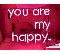 Tubos LED de neón real con texto en inglés «You Are My Happy» para decoración de pared, PVC, 14 x 17 pulgadas