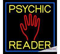 Tubos LED de neón real, lector psíquico amarillo, borde azul, letrero LED hecho a mano, para decoración de pared, PVC, 14 x 17 pulgadas