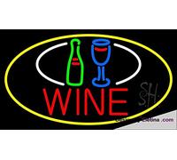 Tubos LED de neón real para botella de vino con borde amarillo, letrero LED hecho a mano, lámpara de neón para decoración de pared, PVC, 14 x 17 pulgadas