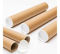 Tubos postales A4 de tamaño pequeño 330 mm x 50 mm para envío de pósteres, obras de arte, pinturas, documentos, planos, sobres de tubo de cartón resistente + tapas finales (5)