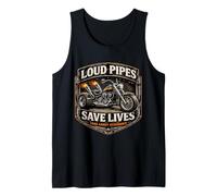 Tubos ruidosos salvan Vidas y molestan a los vecinos Triciclo Divertido Motociclista Camiseta sin Mangas