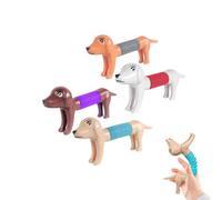 Tubos Sensoriales Niños, 4 Piezas Perro Juguetes Sensoriales de Tubo Elástico Juguetes Antiestrés Extendibles Regalos Cumpleaños, para Aliviar el Estrés y la Ansiedad Adecuado para Niños y Adultos