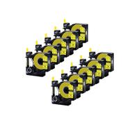 Tubos termocontraíbles, paquete de 3, 10, 6, 9, 12, 19, 24mm, etiquetas | Retr | 3-10PK 6/9/12/19/24 mm Tubos termoetráctiles compatibles con etiquetas 18051 18052 18055(10PK Black on Yellow)