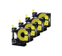 Tubos termocontraíbles, paquete de 3, 10, 6, 9, 12, 19, 24mm, etiquetas | Retr | 3-10PK 6/9/12/19/24 mm Tubos termoetráctiles compatibles con etiquetas 18051 18052 18055(4PK Black on Yellow)