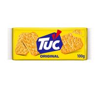 Tuc Cracker Original Galletas Saladas Crujientes, 100g | Crackers saladas TUC con textura crujiente y sabor inconfundible, ideales para aperitivos, picoteos y disfrutar entre horas