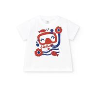 Tuc Tuc Camiseta Punto Manga Corta de niña en Blanco y Estampado Animales