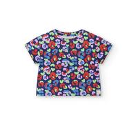 Tuc Tuc Camiseta Punto Manga Corta de niña en Marino y Estampado Floral