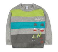 Tuc Tuc Jersey de Tricot, de Color Gris con Estampado de Gato para niño. Colección Cattitude.