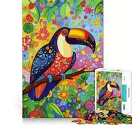 Tucán en un paraíso Floral, Rompecabezas de 1000 Piezas para Adultos, Juguete para estimular la lógica, Tiempo en Familia, Regalo de Primera Calidad 50x75cm