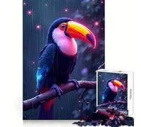 Tucán neón Brillante bajo la Lluvia Rompecabezas para Adolescentes de 1000 Piezas Juguete Inteligente para el hogar Corte preciso Regalo Ideal para Festivales (50x75cm)