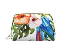 Tucanes - Bolsa de almacenamiento de piel con cremallera para artículos diversos, diseño de hojas de palmera, bolsa de almacenamiento para bolígrafos, White, Talla única