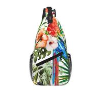 Tucanes - Riñonera cruzada con diseño de hojas de palmera y loro, correa para el hombro, riñonera para hombres y mujeres