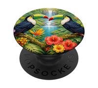 Tucanes Tropicales Cascada Jungle Paradise PopSockets PopGrip Adhesivo