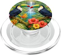 Tucanes Tropicales Cascada Jungle Paradise PopSockets PopGrip para MagSafe