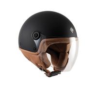Tucano Urbano Casco Demi Jet Unisex El'Jettin 6.0. Casco de Moto de policarbonato, Casco Scooter Small fit. Calota XS-M y L-XXL. Casco Verano Invierno. Casco homologado ECE 22.06 Negro Mate Talla M