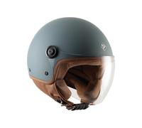 Tucano Urbano Casco demi jet unisex El'Jettin 6.0. Casco de moto de policarbonato, casco scooter small fit, calota XS-M y L-XXL. Casco verano invierno. Casco homologado ECE 22.06 azul petróleo talla M