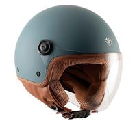 Tucano Urbano Casco demi jet unisex El'Jettin 6.0. Casco de moto de policarbonato, casco scooter small fit, calota XS-M y L-XXL. Casco verano invierno. Casco homologado ECE 22.06 azul petróleo talla L