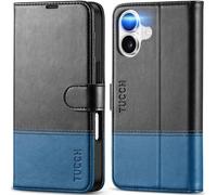 TUCCH Funda Billetera para iPhone 17 6,3-Pulgadas 5G 2025 Bloqueo RFID | Cuero Sintético Carcasa Case, Soporte Ranura para Tarjeta TPU A Prueba de Golpes Cierre Magnético, Negro & Azul Claro