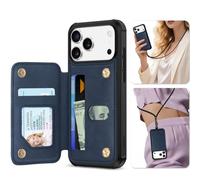 TUCCH Funda Billetera para iPhone 17 Pro MAX 6,9-Pulgadas 5G 2025 Bloqueo RFID | [Inseparable Tarjeteros] Cuero Sintético [3 Ranura Tarjeta] Cierre Botón Magnético, Funda Flip Folio Carcasa, Azul
