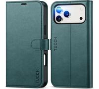 TUCCH Funda Libro para iPhone 17 Pro Max 6,9-pulgadas 5G 2025 Bloqueo RFID Cartera | Funda Flip Folio Cuero TPU A Prueba de Golpes, Soporte Plegable Protectora Cierre Magnético, Verde Pino Texturizado