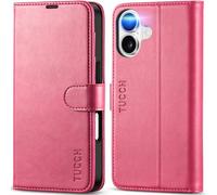 TUCCH Funda para iPhone 17 6,3-pulgadas 5G 2025 Bloqueo RFID Billetera | Flip Folio Case, Funda Cuero PU Ranura para Tarjeta, Soporte Plegable Cáscara TPU A Prueba de Golpes Cierre Magnético, Rosa Vif
