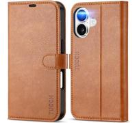 TUCCH Funda para iPhone 17 6,3-Pulgadas 5G 2025 Bloqueo RFID Billetera | Flip Folio Case TPU A Prueba de Golpes, Soporte Plegable Ranura Tarjeta Cuero PU Cierre Magnético, Marrón Claro Texturizado