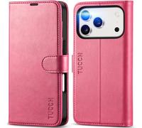TUCCH Funda para iPhone 17 Pro 6,3-Pulgadas 5G 2025 Bloqueo RFID Billetera | Flip Folio Funda Cuero PU Ranura para Tarjeta, Soporte Plegable Cáscara TPU A Prueba de Golpes Cierre Magnético, Rosa Vif