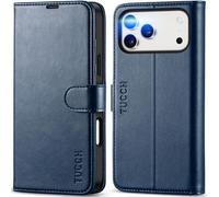 TUCCH Funda para iPhone 17 Pro MAX 6,9-Pulgadas 5G 2025 Bloqueo RFID Cartera | Carcasa Case Funda de Cuero PU, Ranura para Tarjeta, Plegable Cover TPU A Prueba de Golpes Libro, Cierre Magnético, Azul