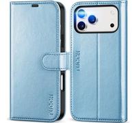 TUCCH Funda para iPhone 17 Pro MAX 6,9-Pulgadas 5G 2025 Bloqueo RFID Cartera | Flip Folio Carcasa Funda Cuero PU Soporte Ranura Tarjeta TPU A Prueba de Golpes Libro Cierre Magnético, Azul Brillante