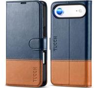 TUCCH Funda para iPhone Air 6,5-Pulgadas 5G 2025 Bloqueo RFID Cartera | Flip Folio Funda Cuero PU Soporte Teléfono Ranura Tarjeta TPU A Prueba de Golpes Tapa Libro Cierre Magnético, Azul & Marrón