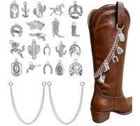 TUCEWP 22 dijes vintage para fabricación de joyas de botas de vaquero occidental de plata para botas de vaquera, cadenas, accesorios de concierto de campo, colgantes de cactus de herradura para