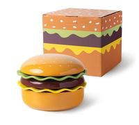 TUCHACA Juego de cuencos y platos de cerámica, juego de vajilla de 5 piezas al estilo de hamburguesa encantadora, plato de postre para la cena y juego de cuencos de cereales con tapa.