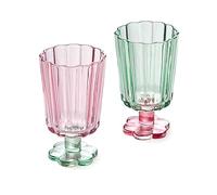 TUCHACA Traje de Copa de vino de alta onda (2 piezas), Copa de vino de pétalos única, adecuada para jugos, helados, cócteles. 2 colores. (rosa y verde)
