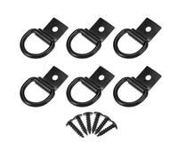TUCKBOLD Anillos de Amarre en D para Automóviles 1/4" Multiusos | Ganchos de Anclaje Negros con Tornillos 6 Pcs