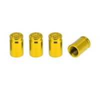 TUCKBOLD Tapas De Válvula De Neumático Tono Dorado 4 Pcs | Aleación De Aluminio, Tamaño 7X16.5Mm, Adaptable Para Benz, Para Honda, Uso Motos, Previene Suciedad, Anillo Goma Integrado