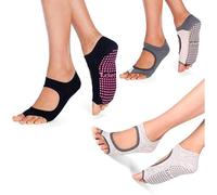 Tucketts, Calcetines de pilates sin dedos con agarres para mujer, antideslizantes, para yoga y entrenamiento descalzo, talla 37,5-46,5, L-XL