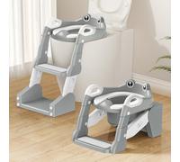 TuckInn Asiento de entrenamiento para orinal, asiento de inodoro para niños pequeños, inodoro de entrenamiento con orinales, escalera y protector contra salpicaduras (gris)