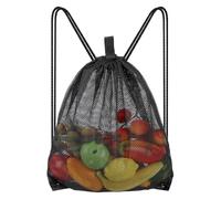 Tucnoeu 1 Bolsa de Red de 45 x 40 cm, Bolsa de Red con cordón, para natación, Playa, Gimnasio, Viajes, Color Negro