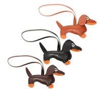 Tucnoeu 3 colgantes de perro salchicha de perro salchicha de cuero, llaveros personalizados para bolso de mano, mochila, decoración, joyas